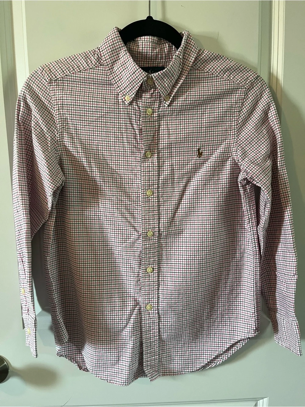 Ralph Lauren Youth Red/Black and White Plaid Button-Down Shirt size Med